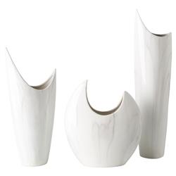 Vienna Modern Classic White Ceramic Outdoor Vases - Set of 3