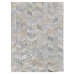 Modern Grey Leather Hide Herringbone Patterned Rug - 5G??x8GǦ