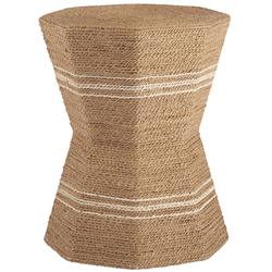 Sam Coastal Beach Brown Abaca Rope Octagonal Side End Table