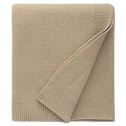 Sferra Modern Pettra Beige Ribbed Lambs Wool Throw Blanket