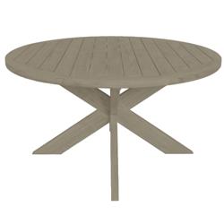 Amina Coastal Natural Teak Wood Round Outdoor Dining Table - 56&quot;W