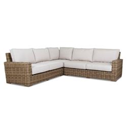 Aria Coastal Beige Cushion Brown Wicker 3 Piece Outdoor Sectional Sofa