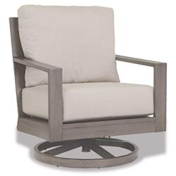 Ezra Modern Taupe Grey Aluminum Beige Performance Outdoor Rocker