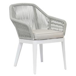 Mateo Coastal Grey Cushion Rope Outdoor Dining Arm Chair