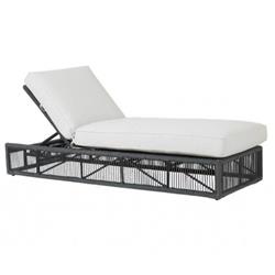 Levi Coastal Grey Cushion Black Rope Outdoor Adjustable Chaise Lounge