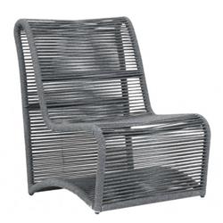 Levi Coastal Black Woven Rope Outdoor Armless Club Chair