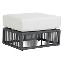 Levi Coastal Grey Cushion Black Woven Rope Outdoor Ottoman