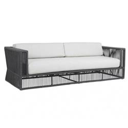Levi Coastal Grey Cushion Black Woven Rope Outdoor Sofa