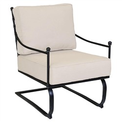 Aurore Beige Cushion Black Metal Rocking Outdoor Club Chair