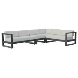 Finn Modern Grey Cushion Aluminum Outdoor Sectional Sofa