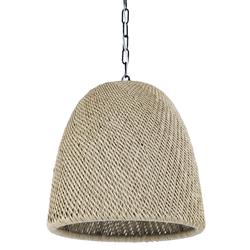 Palecek Augustine Coastal Beach Natural Brown Wicker Outdoor Cone Pendant
