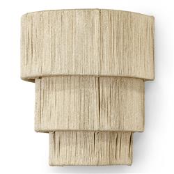 Palecek Everly Coastal Beach 3 Tier Natural Abaca Rope Wall Sconce