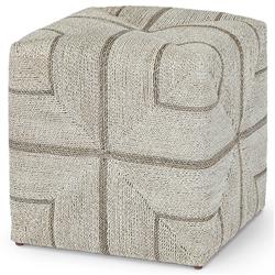 Palecek Fritz Coastal Beach Grey Lampakanai Rope Hardwood Square Ottoman