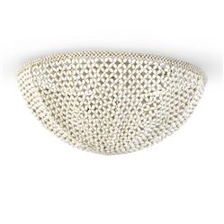 Palecek Quinn Coastal Beach Cream White Wood Coconut Beaded Dome Flush Mount