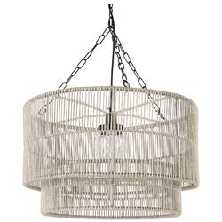 Palecek Tanner Coastal Beach Off White Woven Wicker Outdoor Drum Pendant
