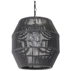 Palecek Tanner Coastal Beach Black Woven Wicker Outdoor Octagonal Pendant Lantern