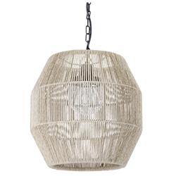 Palecek Tanner Coastal Beach Off White Woven Wicker Outdoor Octagonal Pendant Lantern