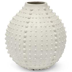 Palecek Urchin Coastal Beach White Stonecast Outdoor Decorative Vase - Large