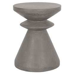 Declan Coastal Beach Grey Concrete Round Hourglass Outdoor Side End Table