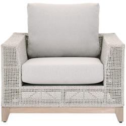 Alaina Coastal Beach Grey Woven Rope Teak Wood Outdoor Arm Chair