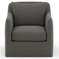 Cassandra Modern Charcoal Black Cushion Slipcovered Outdoor Swivel Arm Chair