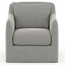 Cassandra Modern Ash Grey Cushion Slipcovered Outdoor Swivel Arm Chair