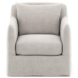 Cassandra Modern Stone Grey Cushion Slipcovered Outdoor Swivel Arm Chair