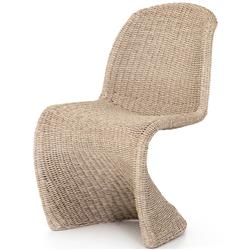 Ivanna Modern Classic Beige Woven Wicker Outdoor Dining Side Chair