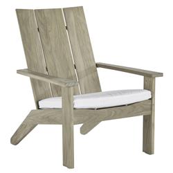 Ashland Modern Oyster Grey Teak White Cushion Outdoor Adirondack Chair