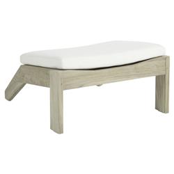 Ashland Modern Grey Teak White Cushion Outdoor Adirondack Ottoman