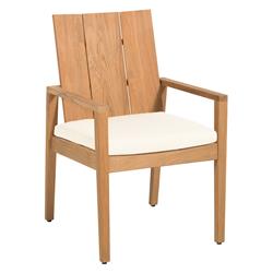 Ashland Modern Teak White Cushion Outdoor Dining Arm Chair