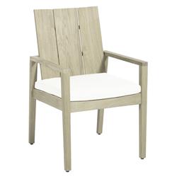 Ashland Modern Oyster Grey Teak White Cushion Outdoor Dining Arm Chair