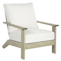 Ashland Modern White Cushion Oyster Grey Teak Outdoor Lounge Chair