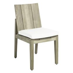 Ashland Modern Oyster Grey Teak White Cushion Outdoor Dining Chair
