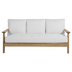 Ashland Modern White Cushion Natural Teak Outdoor Sofa - 73.13"
