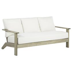 Ashland White Cushion Oyster Grey Teak Outdoor Sofa - 73.13&quot;