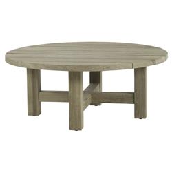 Croquet Coastal Oyster Grey Teak Wood Round Outdoor Coffee Table