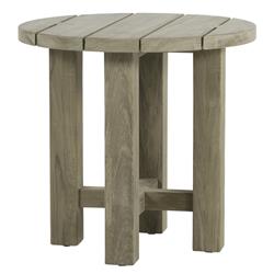 Croquet Coastal Oyster Grey Teak Round Outdoor Side End Table