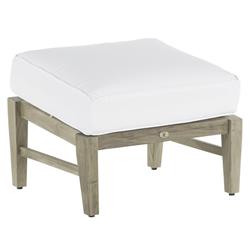 Croquet Coastal Oyster Grey Teak White Cushion Outdoor Ottoman