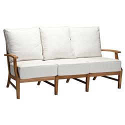 Croquet Coastal Natural Teak White Cushion Outdoor Sofa - 75.75"W