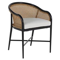 Havana Performance Cushion Black Frame Cane Outdoor Dining Arm Chair