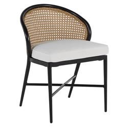 Havana Performance Black Frame Woven Cane Outdoor Dining Side Chair