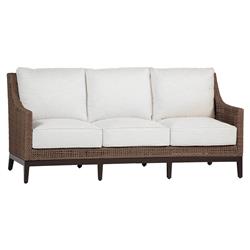 Peninsula Coastal Beach Dark Brown Woven Wicker Outdoor Sofa - 80&quot;W