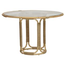 Rina Coastal Beach Natural Rattan Glass Dining Table - 47"
