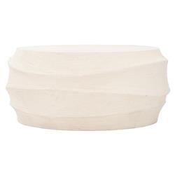 Mein Coastal Beach Ivory Textured Stonecast Round Outdoor Coffee Table