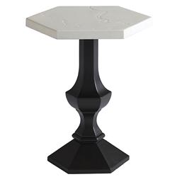 Pavlova French Ivory Stone Top Metal Hexagonal Outdoor Side Table