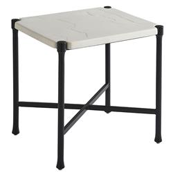 Pavlova French Ivory Stone Top Metal Rectangular Outdoor End Table