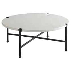 Pavlova French Ivory Stone Top Metal Round Outdoor Coffee Table