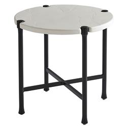 Pavlova French Ivory Stone Top Metal Round Outdoor End Table