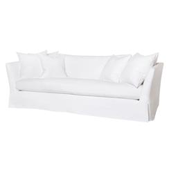Cisco Home Seda Coastal Style Denim White Cotton Slip Cover Sofa - Large - 100&quot;W